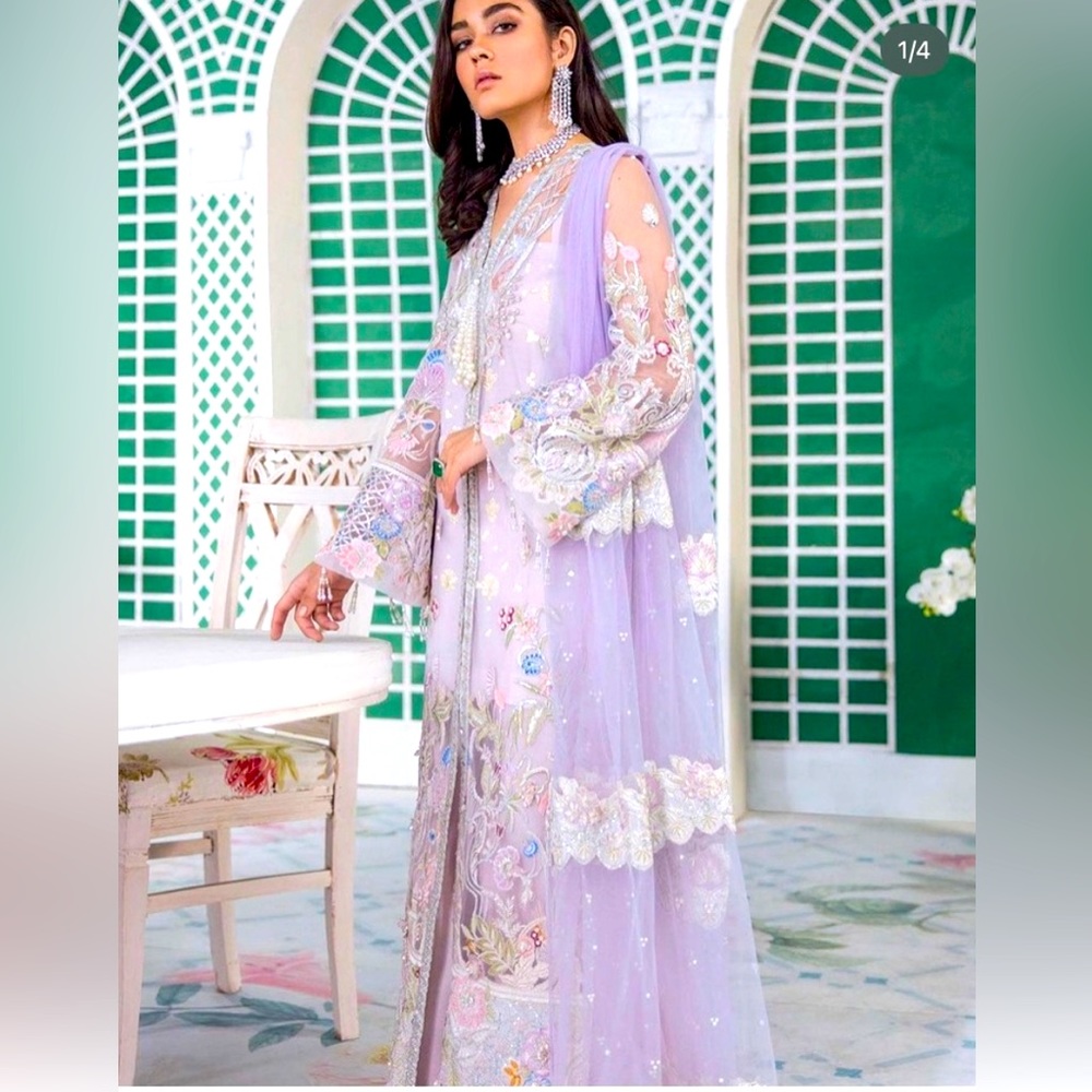Designer Suffuse 4pc Outfit Kurta Dress Lavender S